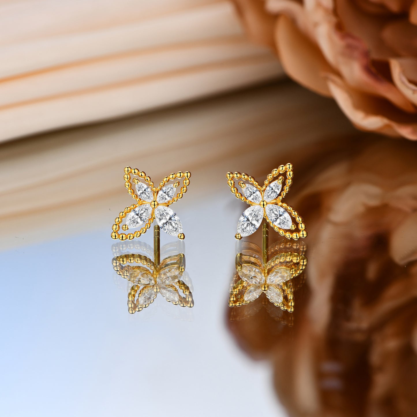 Fashion Simple Sterling Silver Earrings Premium Hundred Earrings Niche Butterfly Moissanite Earrings