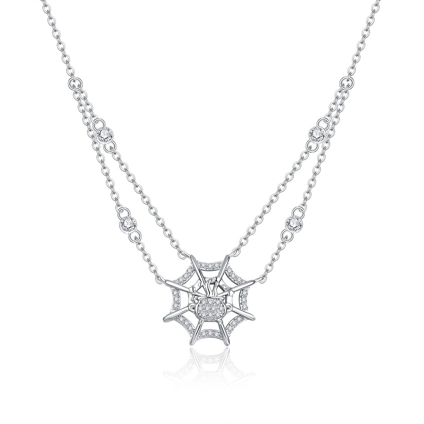 New Halloween Necklace Funny Personalized Spider Web Cross Chain Moissan Diamond Necklace Accessories