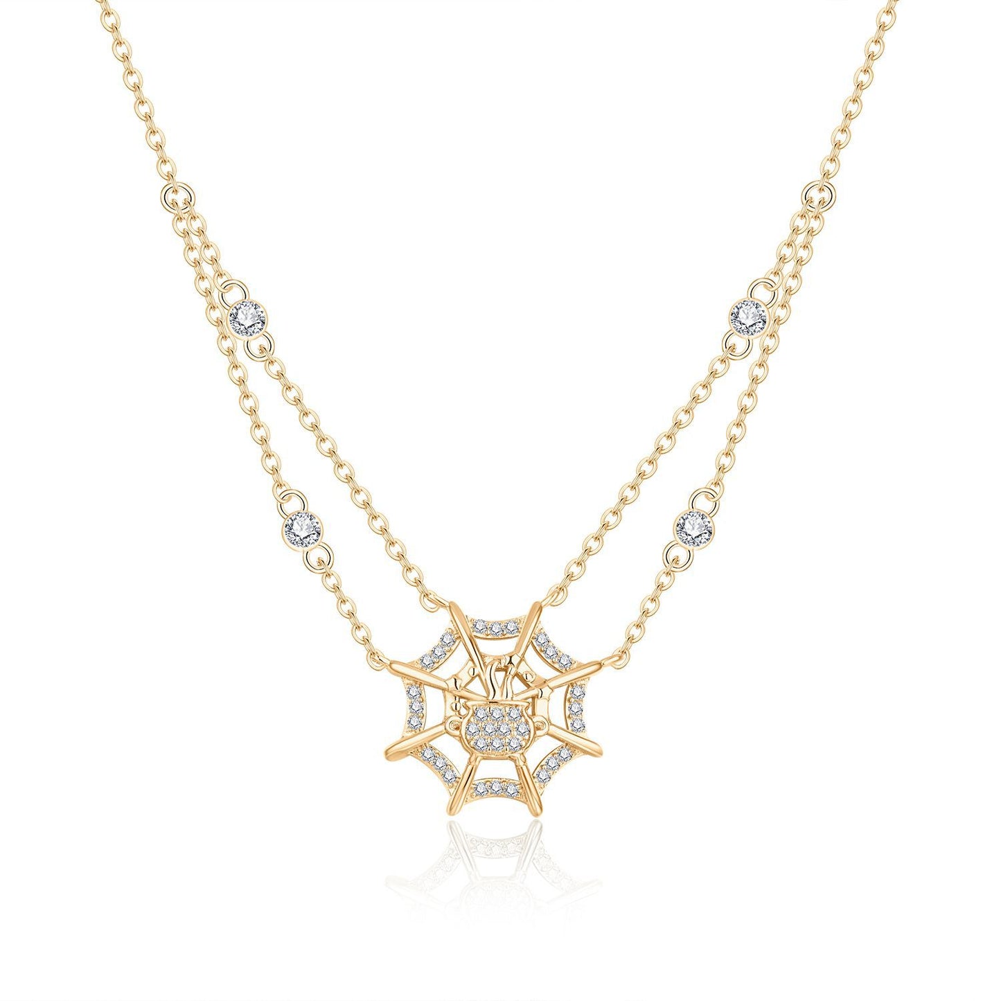New Halloween Necklace Funny Personalized Spider Web Cross Chain Moissan Diamond Necklace Accessories