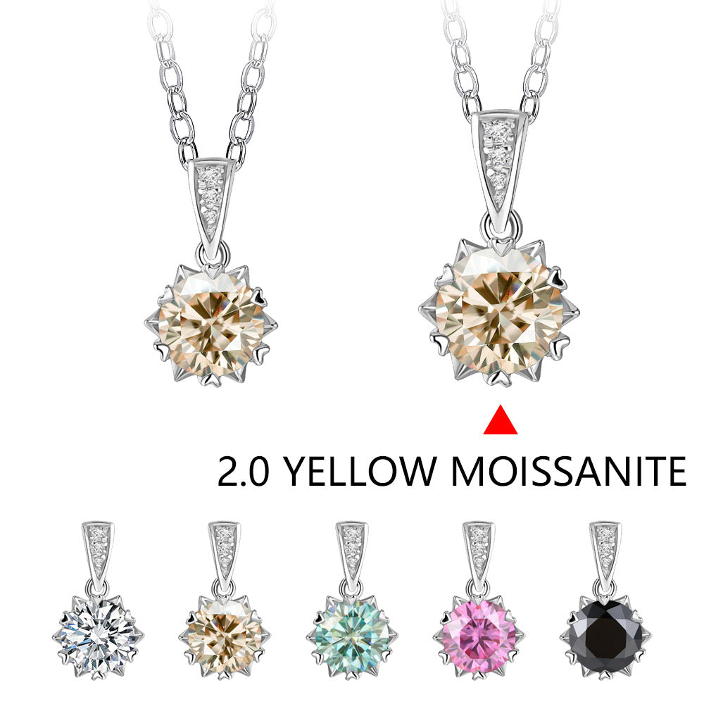 New niche design 2 carat sterling silver colored moissanite diamond snowflake necklace fashion hundred models