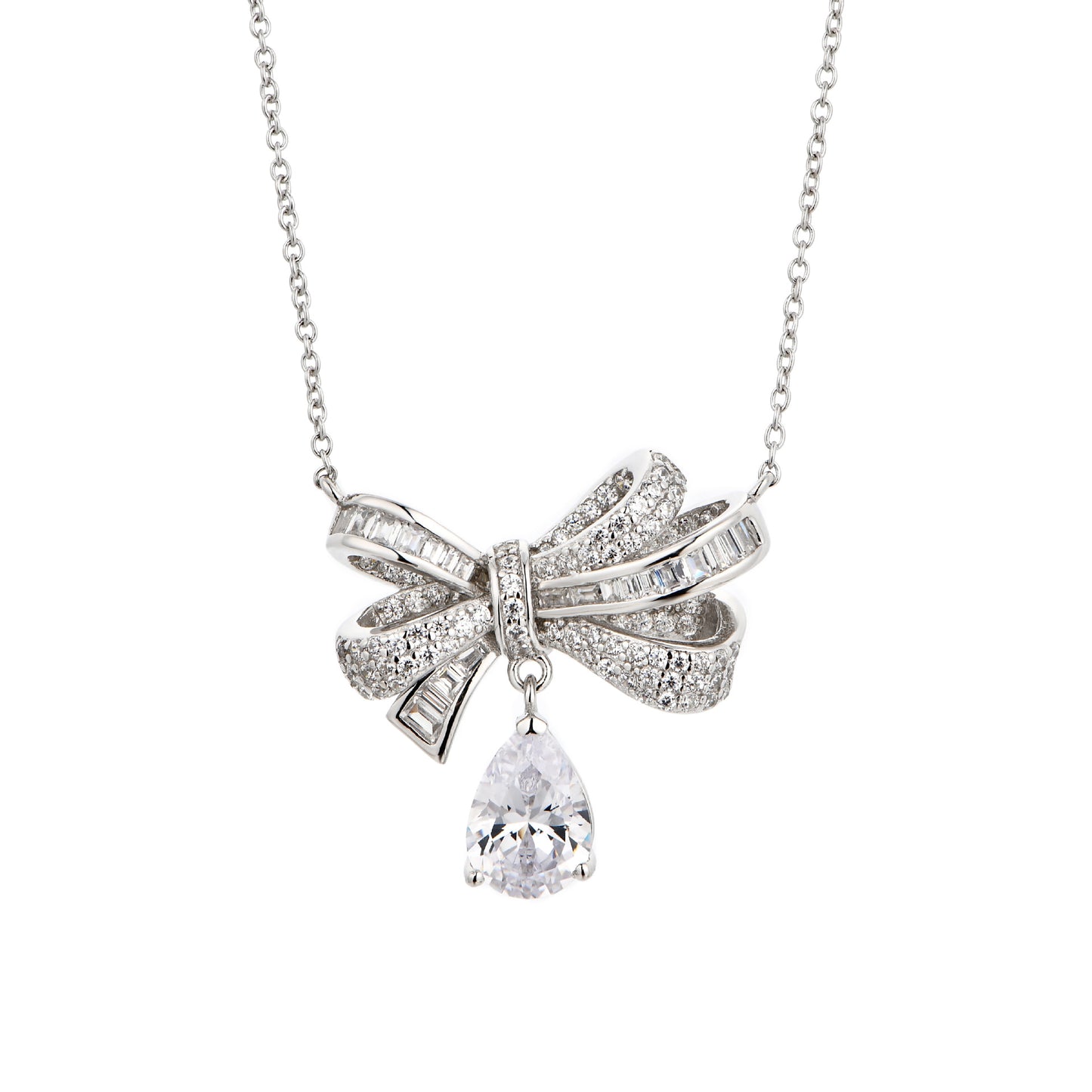 Butterfly drop-shaped sterling silver zircon necklace is simple and versatile