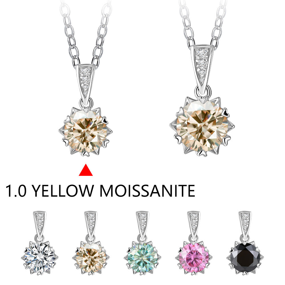 New niche design 2 carat sterling silver colored moissanite diamond snowflake necklace fashion hundred models