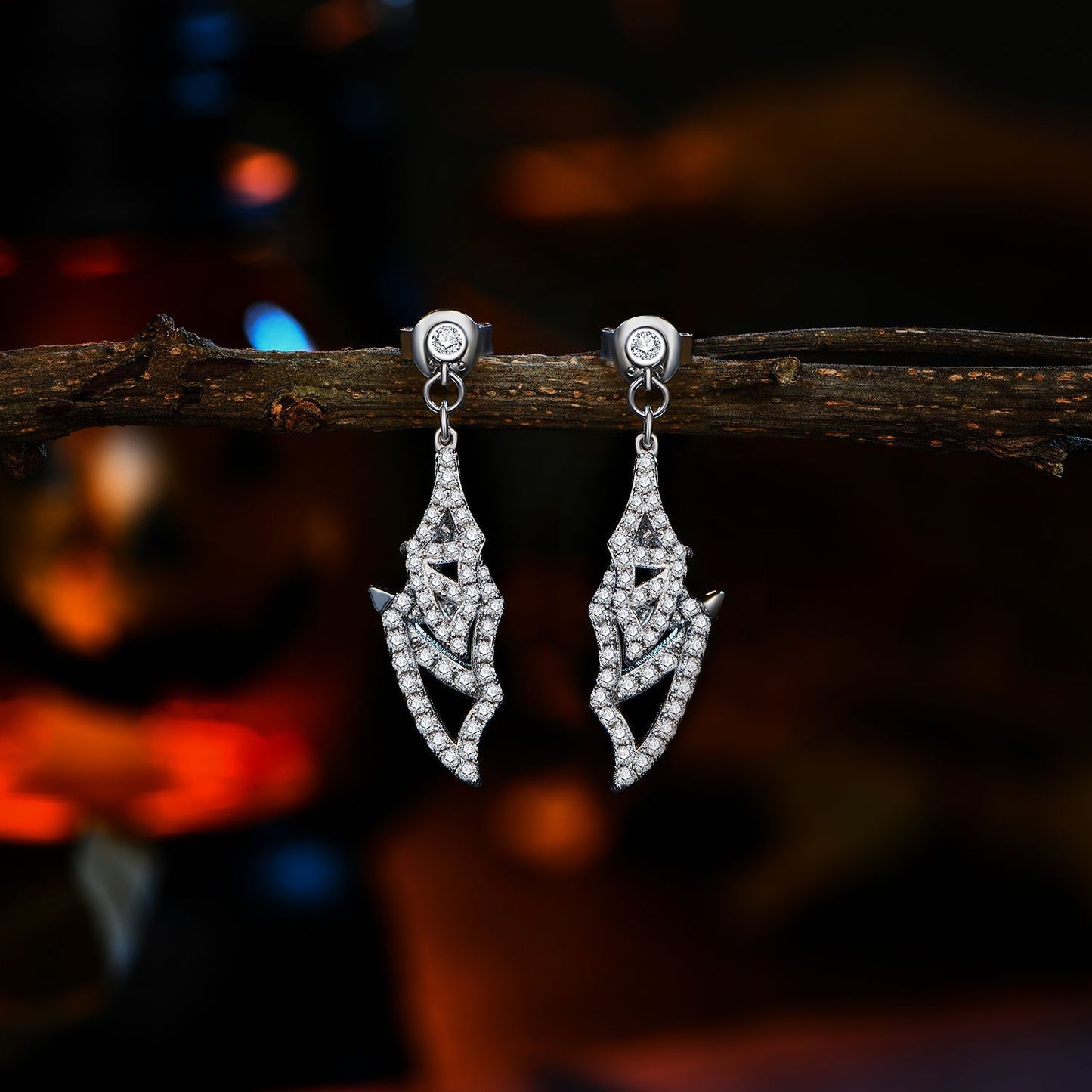 New Halloween earrings popular jewelry spooky bat moissanite diamond earrings 925 silver