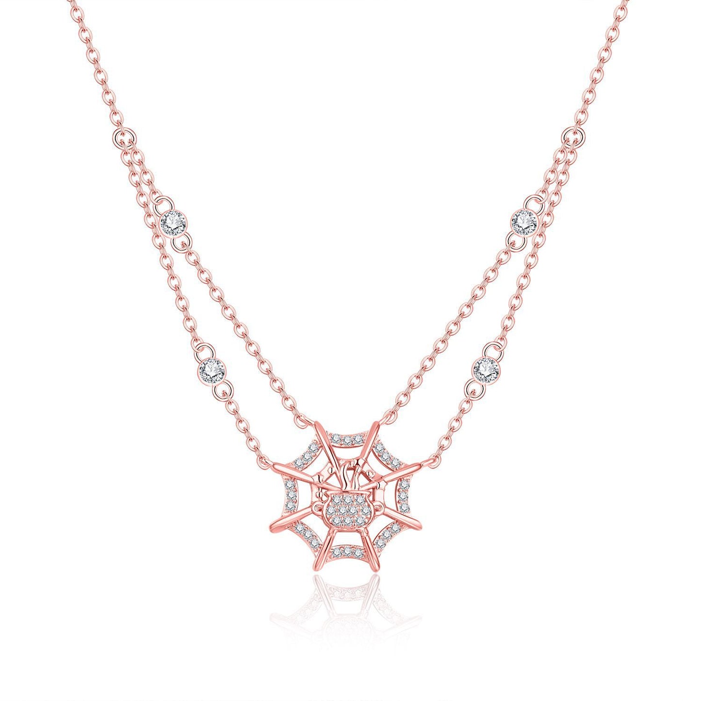 New Halloween Necklace Funny Personalized Spider Web Cross Chain Moissan Diamond Necklace Accessories