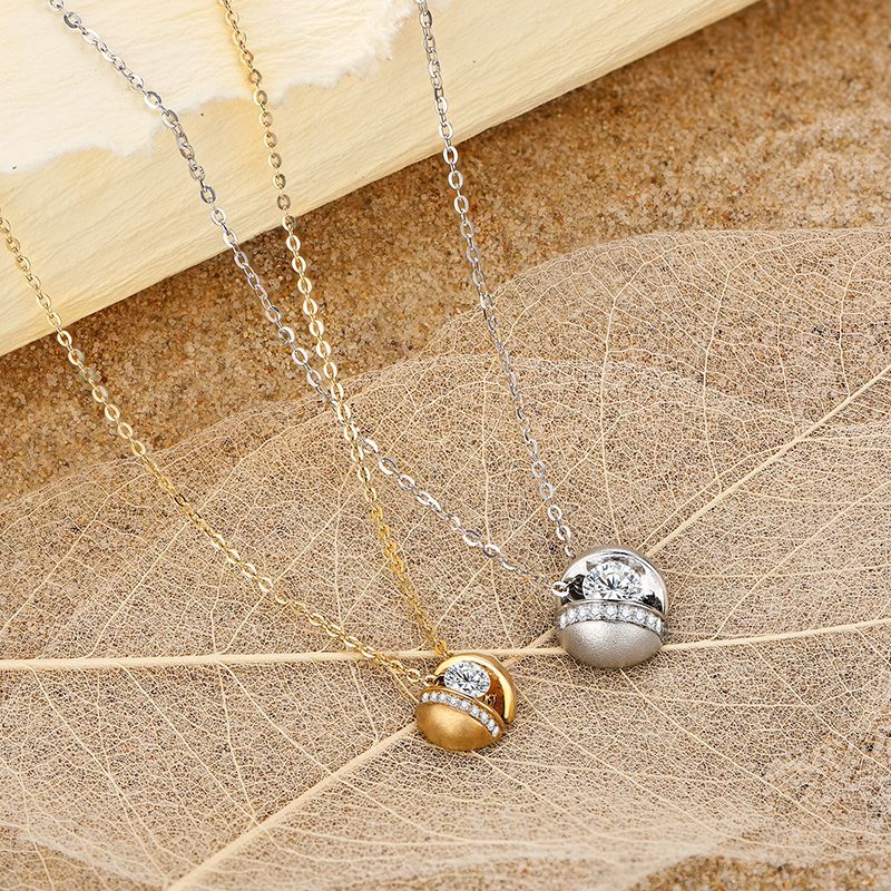 New S925 sterling silver necklace female ins style creative sphere moissanite necklace