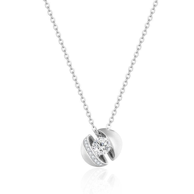 New S925 sterling silver necklace female ins style creative sphere moissanite necklace