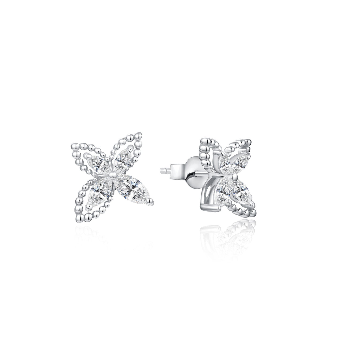 Fashion Simple Sterling Silver Earrings Premium Hundred Earrings Niche Butterfly Moissanite Earrings
