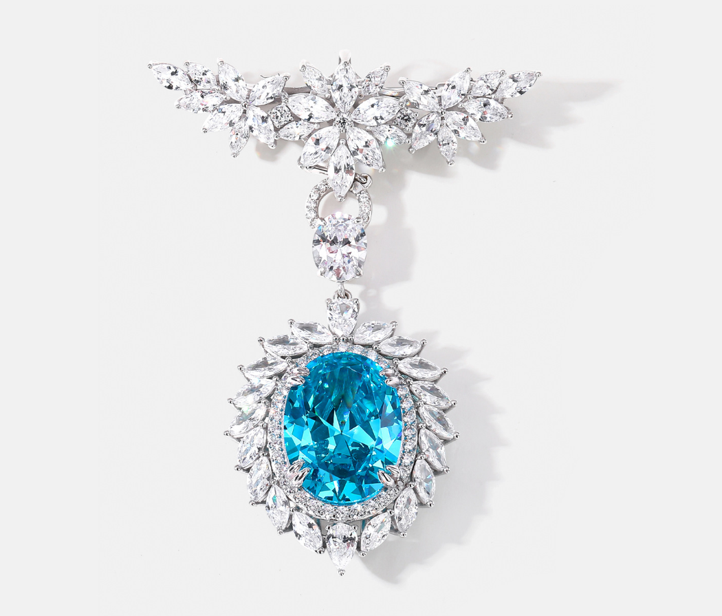 Diamond Sapphire Diamond Brooch Necklace Pendant Dual Purpose Corsage