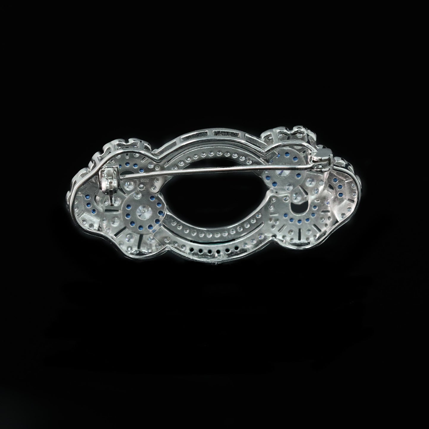 Royal Blue Edwardian Western Antique High Carbon Diamond Brooch