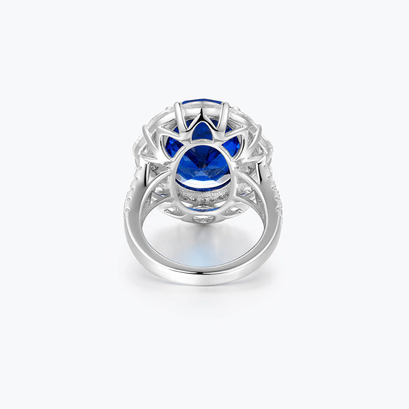 Royal Blue Ring Light Luxury Ice Cut Blue Ring