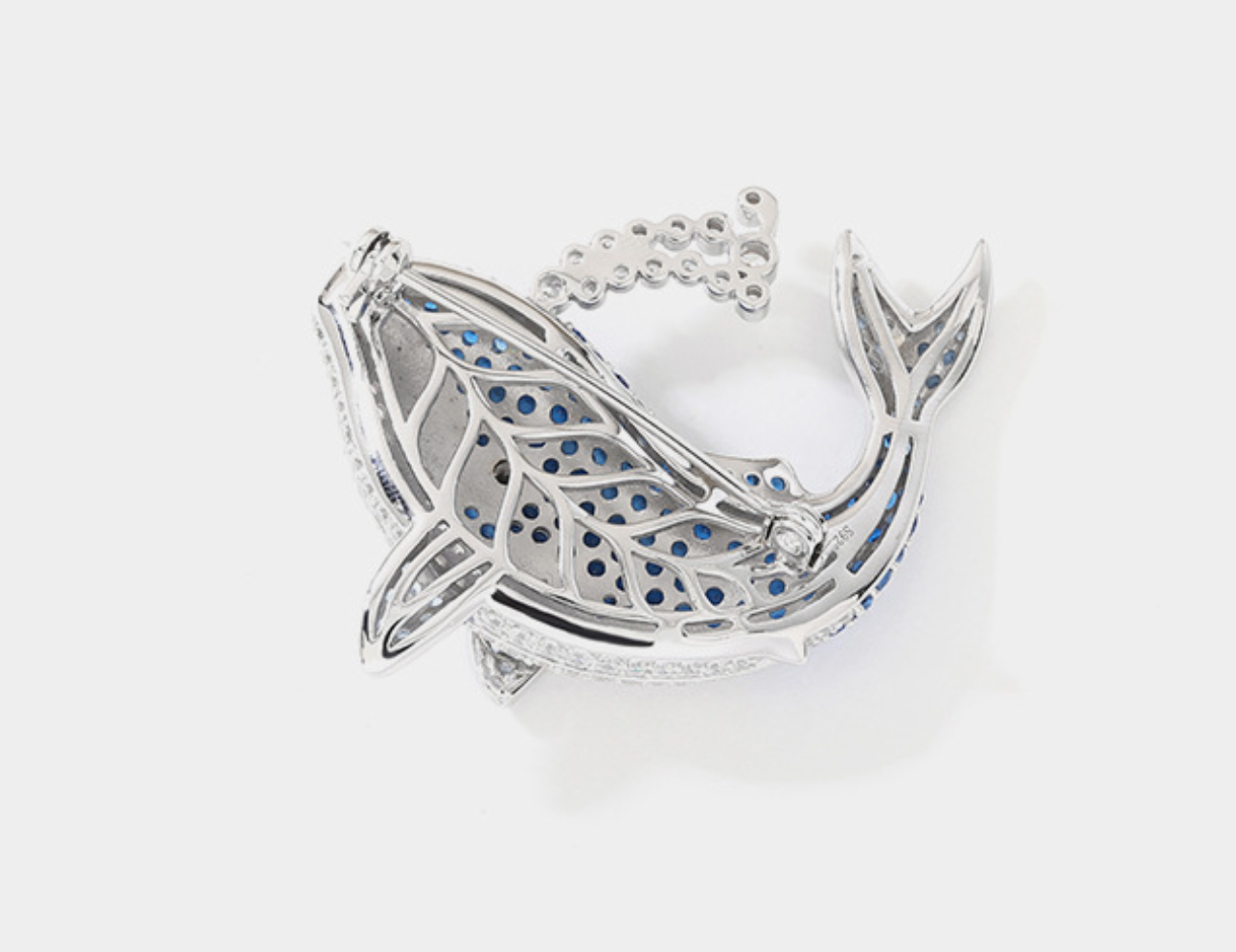 Water Jet Dolphin Blue Diamond Brooch Haute Corsage
