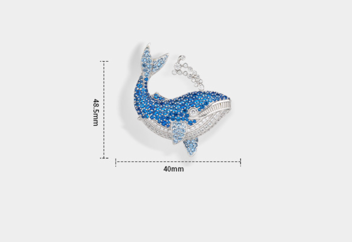 Water Jet Dolphin Blue Diamond Brooch Haute Corsage
