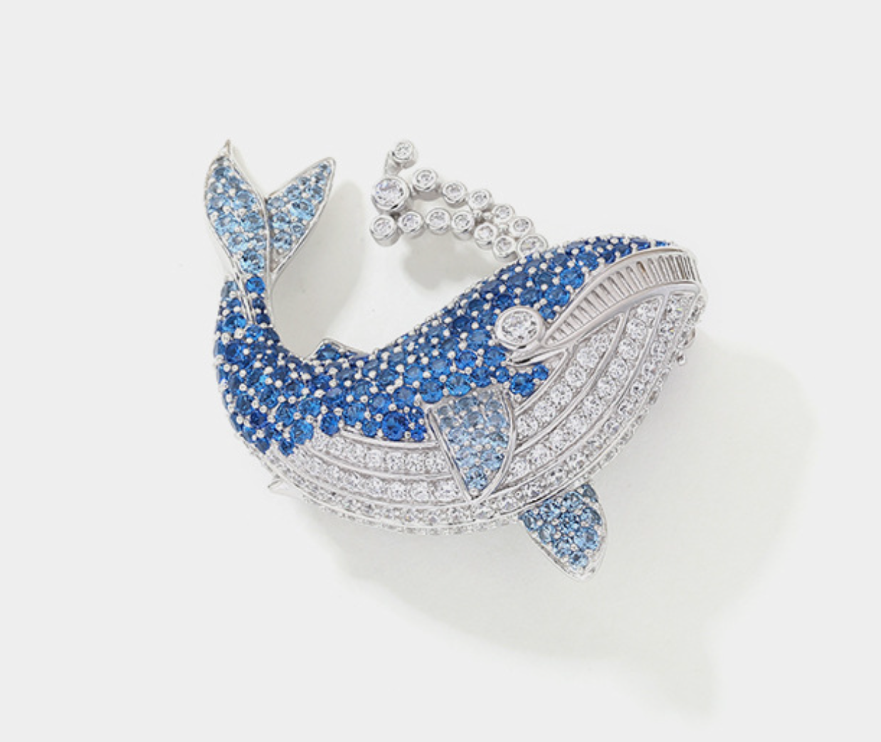 Water Jet Dolphin Blue Diamond Brooch Haute Corsage