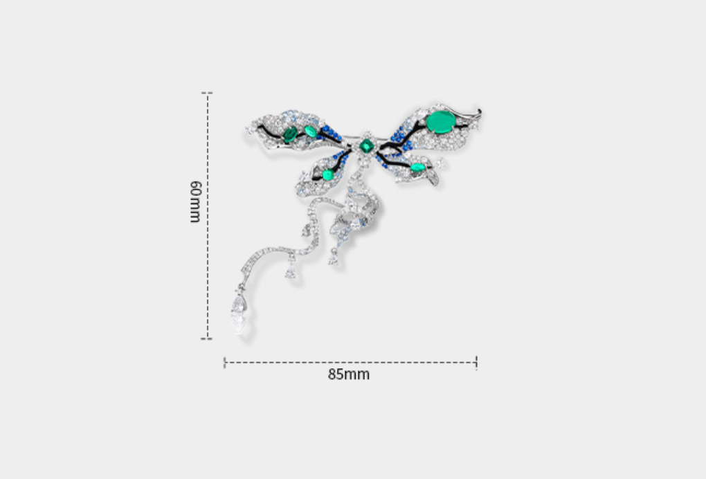 Blue-Green Butterfly Diamond Brooch Luxury Corsage