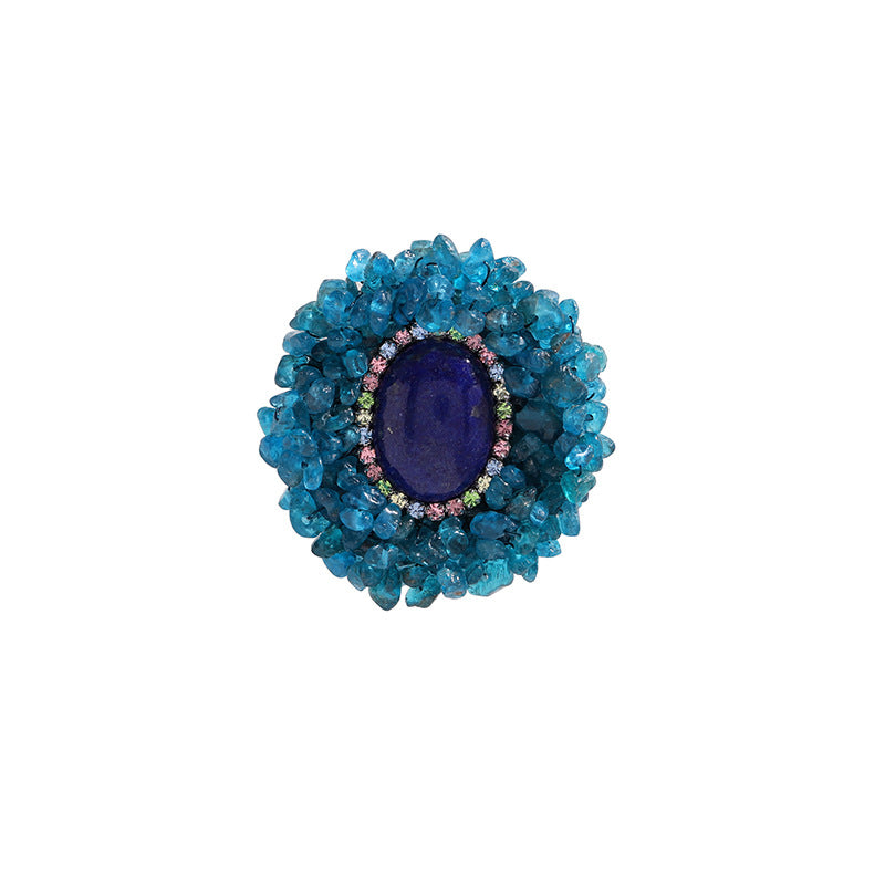 Blue Green Lapis Lazuli Brooch High-end Luxury Corsage