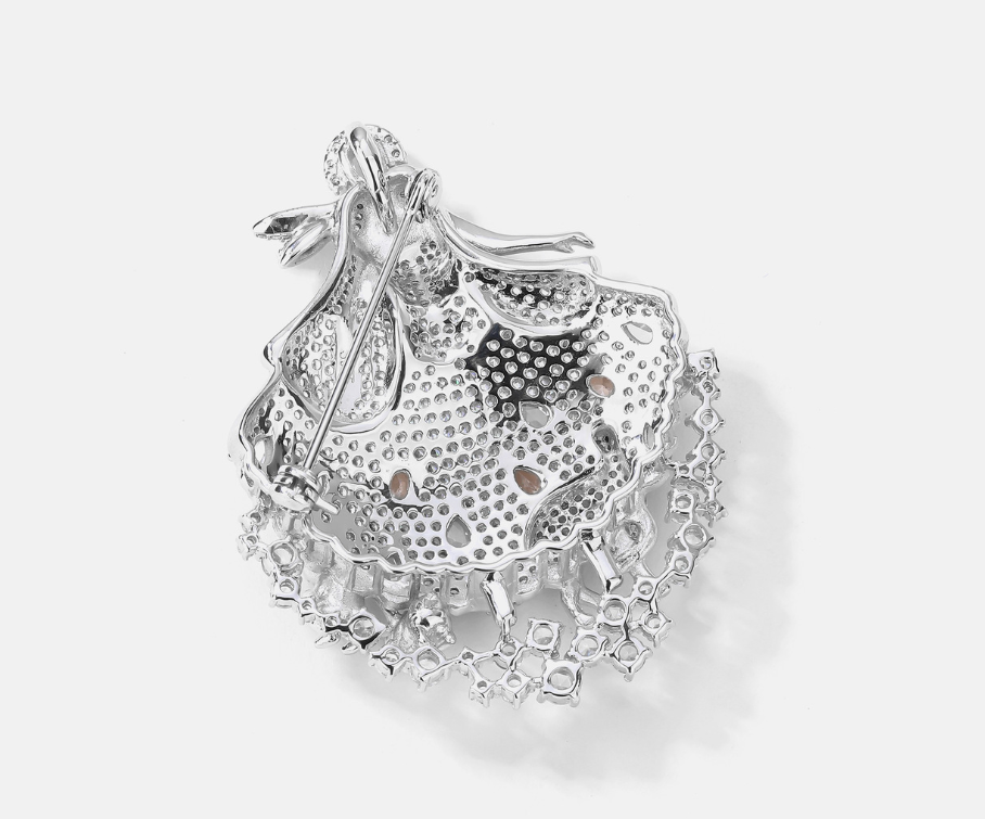 Dancing Girl Diamond Champagne Necklace Pendant Dual Purpose Brooch