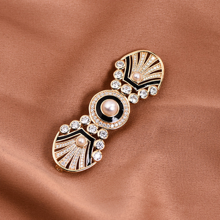 Vintage Natural Freshwater Pearl Sterling Silver Gold Plated Brooch