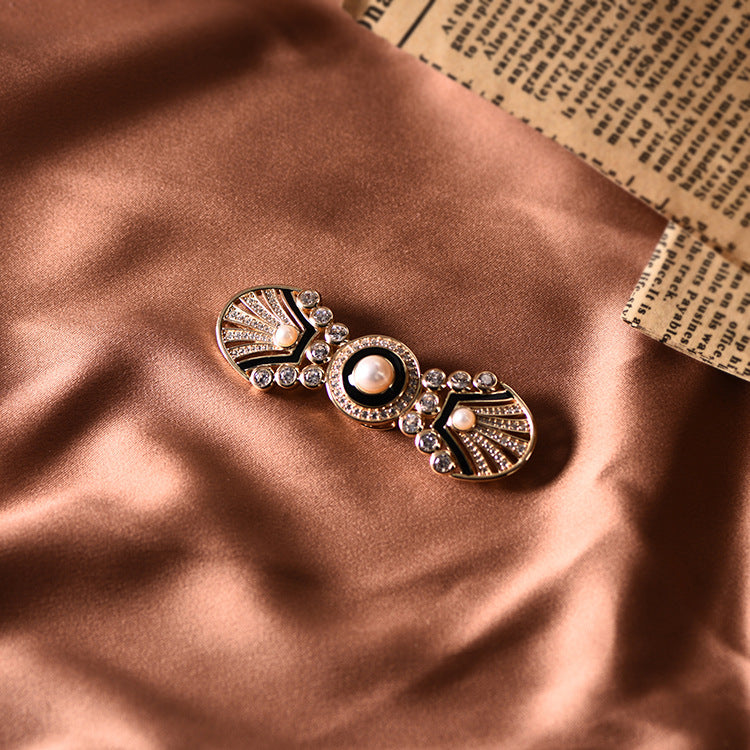 Vintage Natural Freshwater Pearl Sterling Silver Gold Plated Brooch