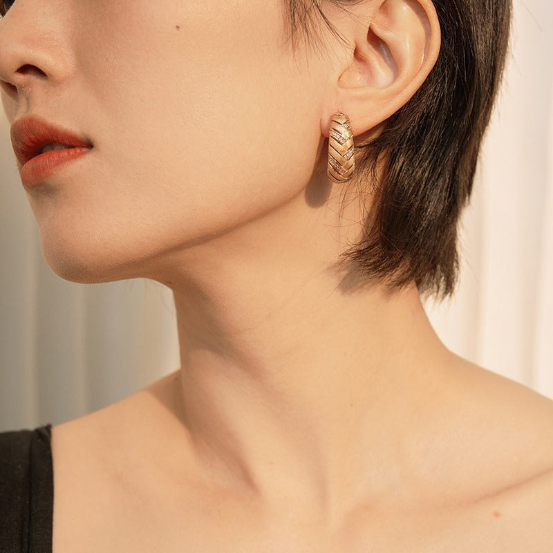 Braided Gold Brushed Sterling Silver Earrings