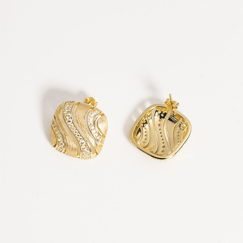 Bouchera Style Zirconia Wave Brushed Earrings