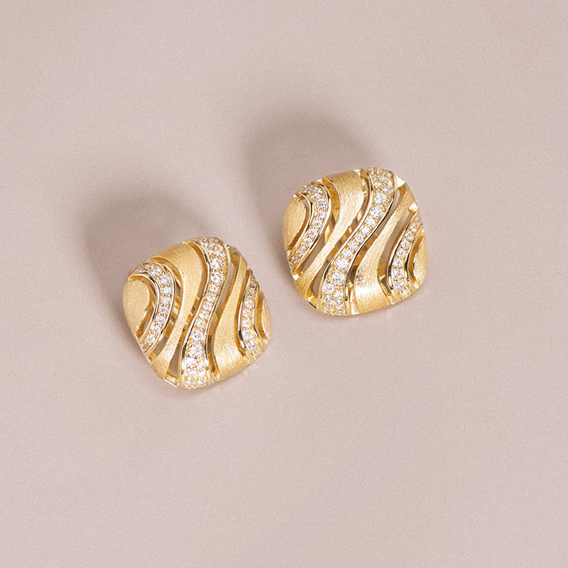Bouchera Style Zirconia Wave Brushed Earrings