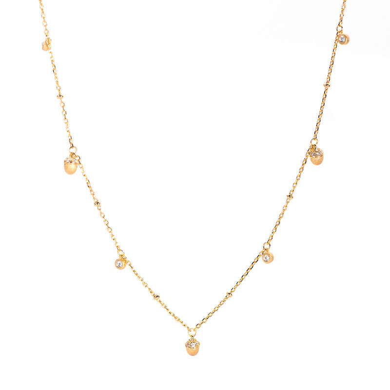 Geometric Tassel Stacked 18k Gold Clavicle Brushed Necklace