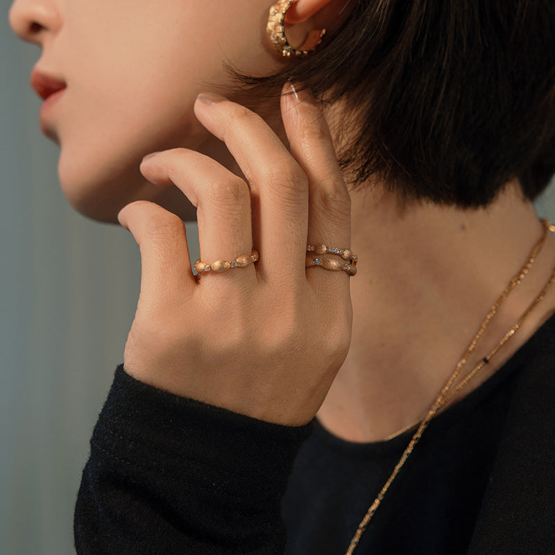 Beige Brushed Ring Luxury Fashion