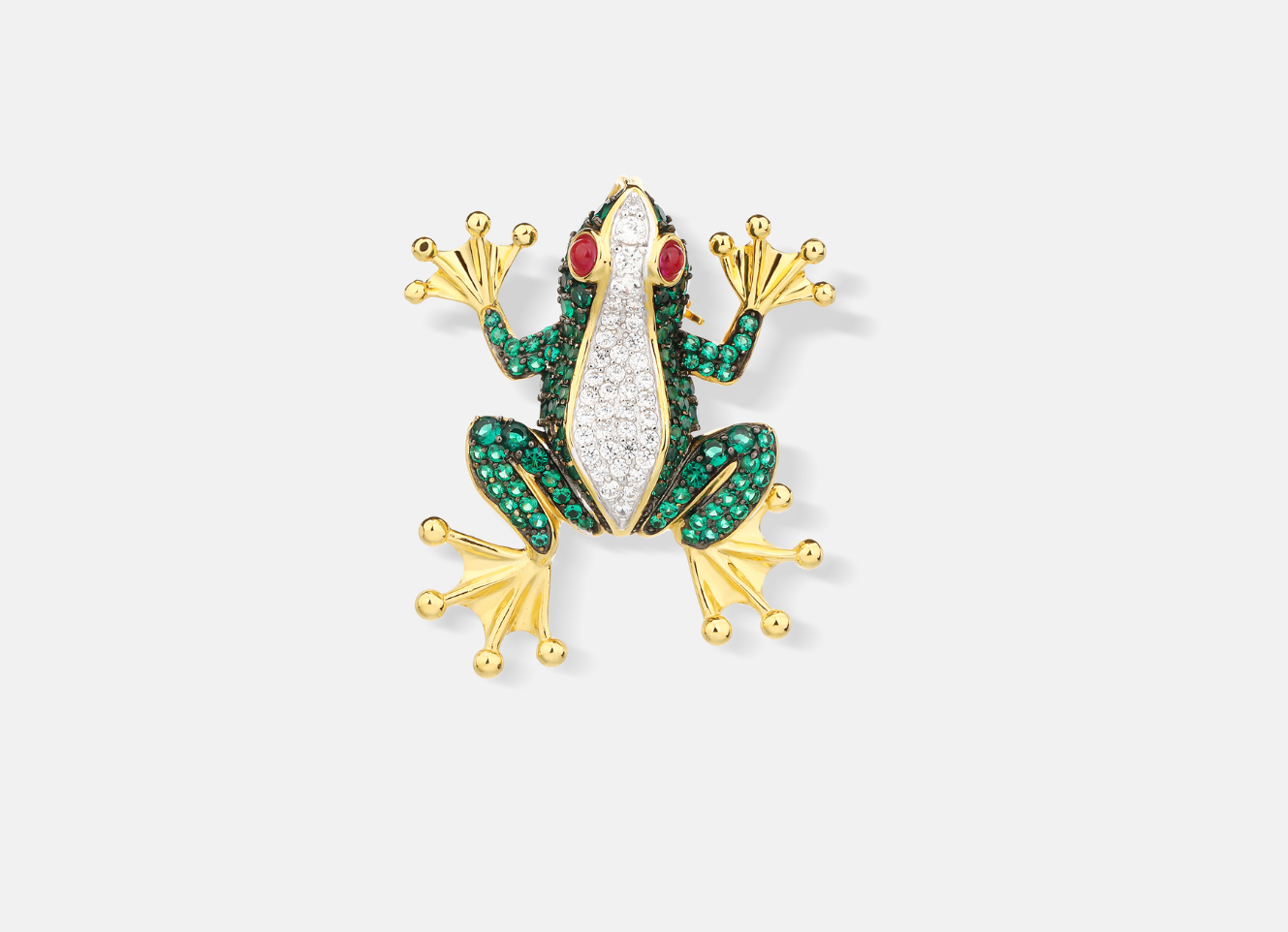 Green and Gold Frog Diamond Brooch Premium Hundred Corsages