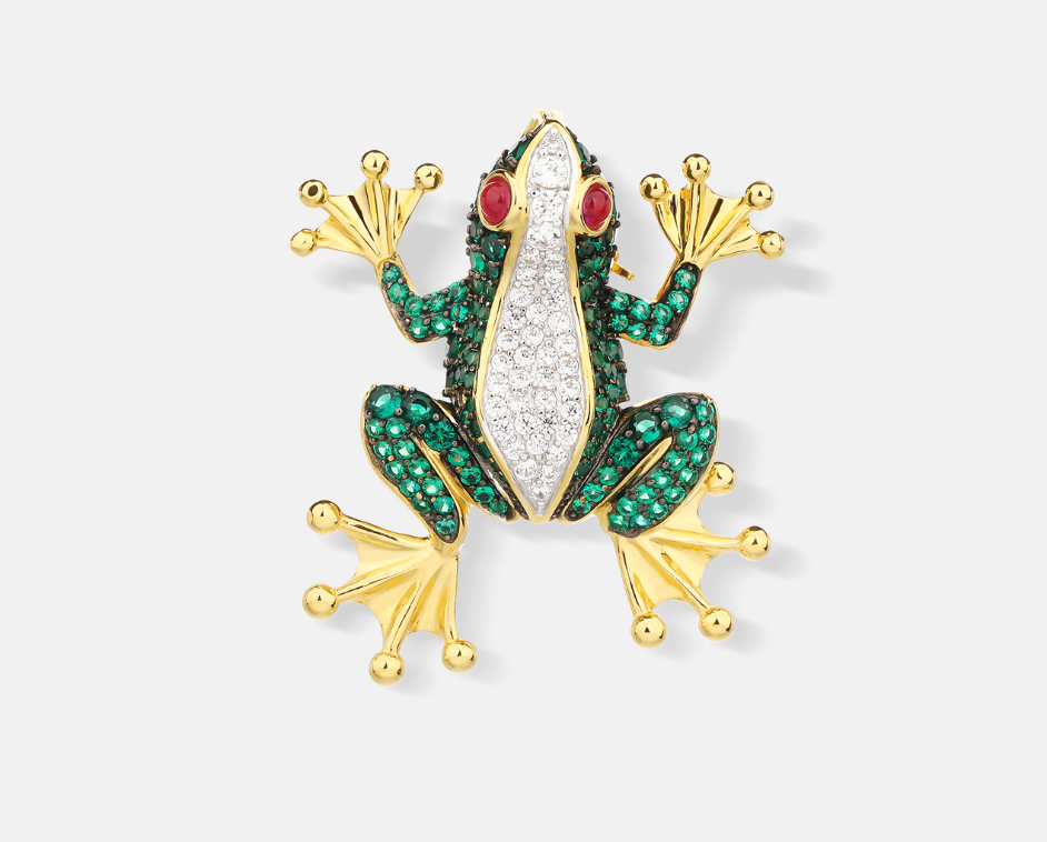 Green and Gold Frog Diamond Brooch Premium Hundred Corsages