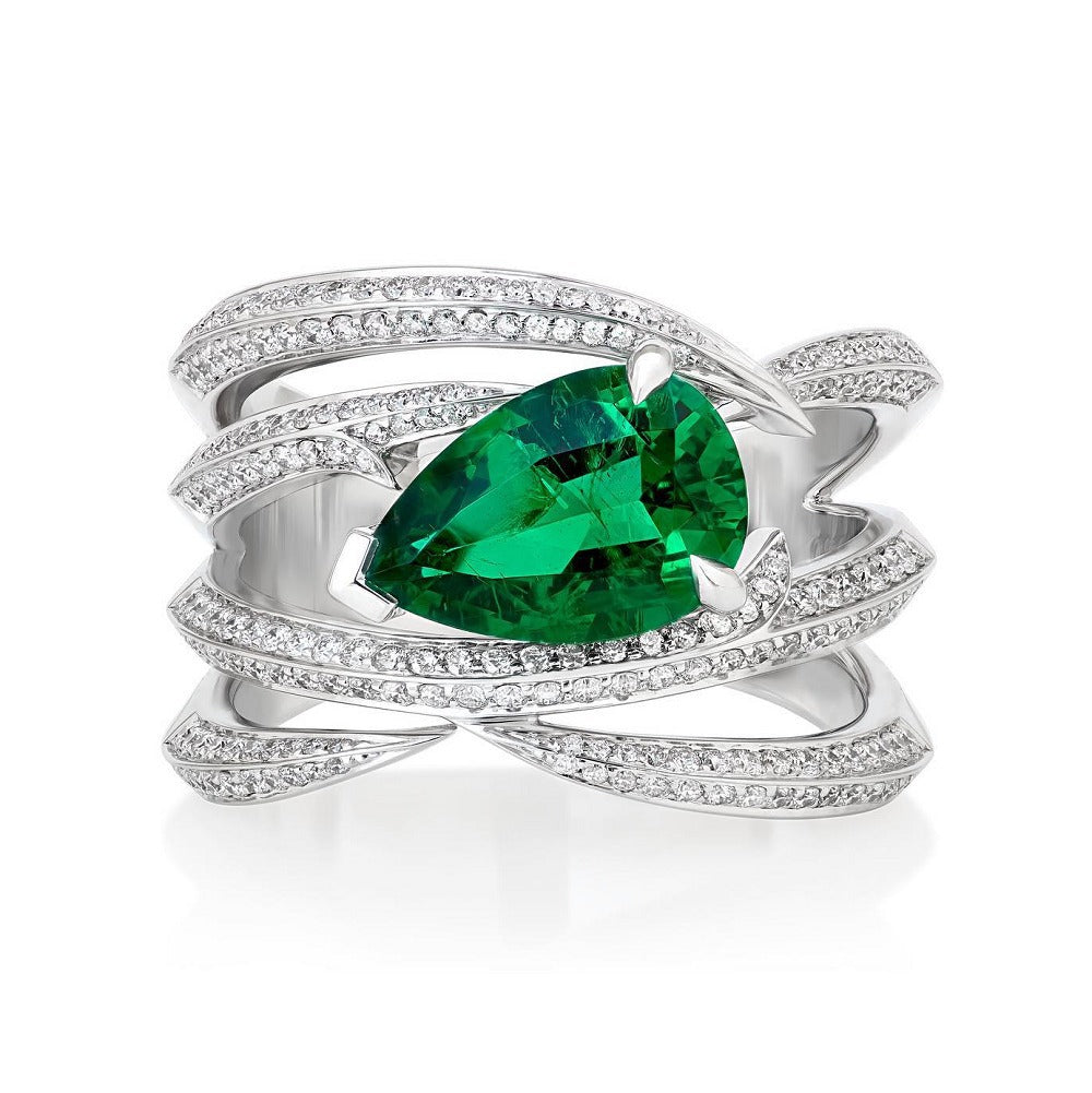 Teardrop Cut Thorn Wrap Around Fingertip Ring