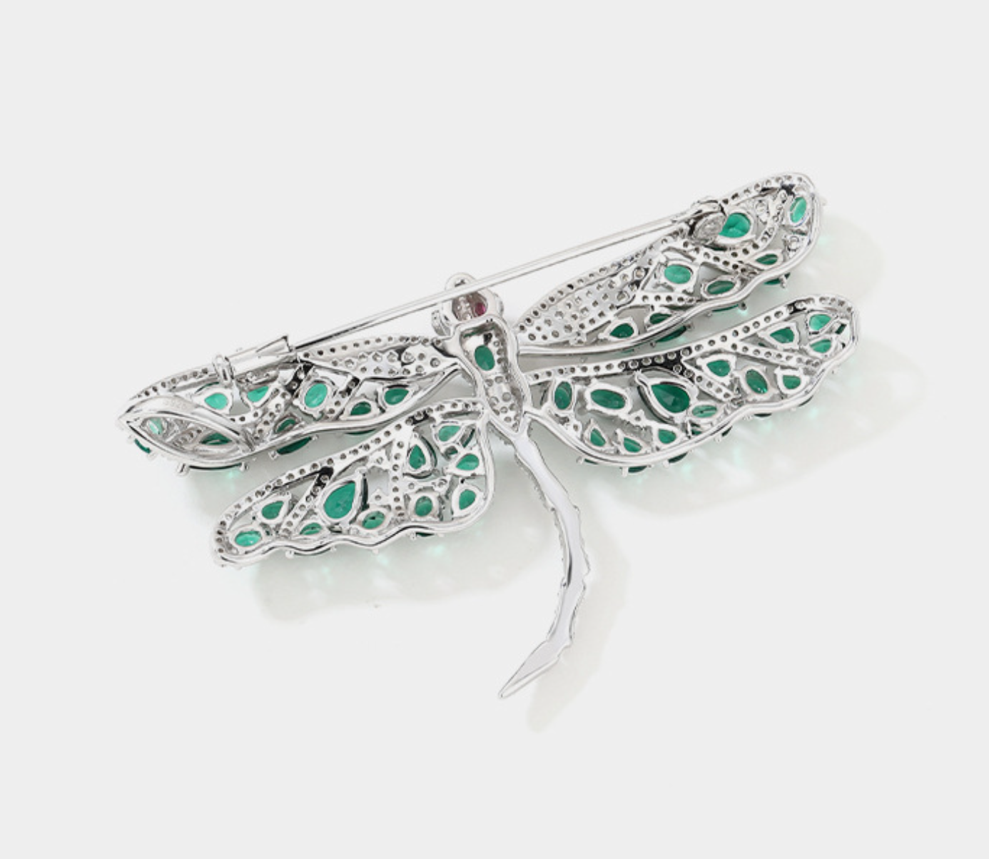 Green Dragonfly Diamond Brooch Necklace Pendant Dual Purpose Corsage