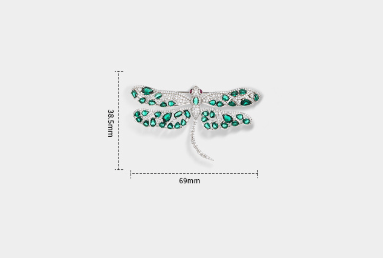 Green Dragonfly Diamond Brooch Necklace Pendant Dual Purpose Corsage
