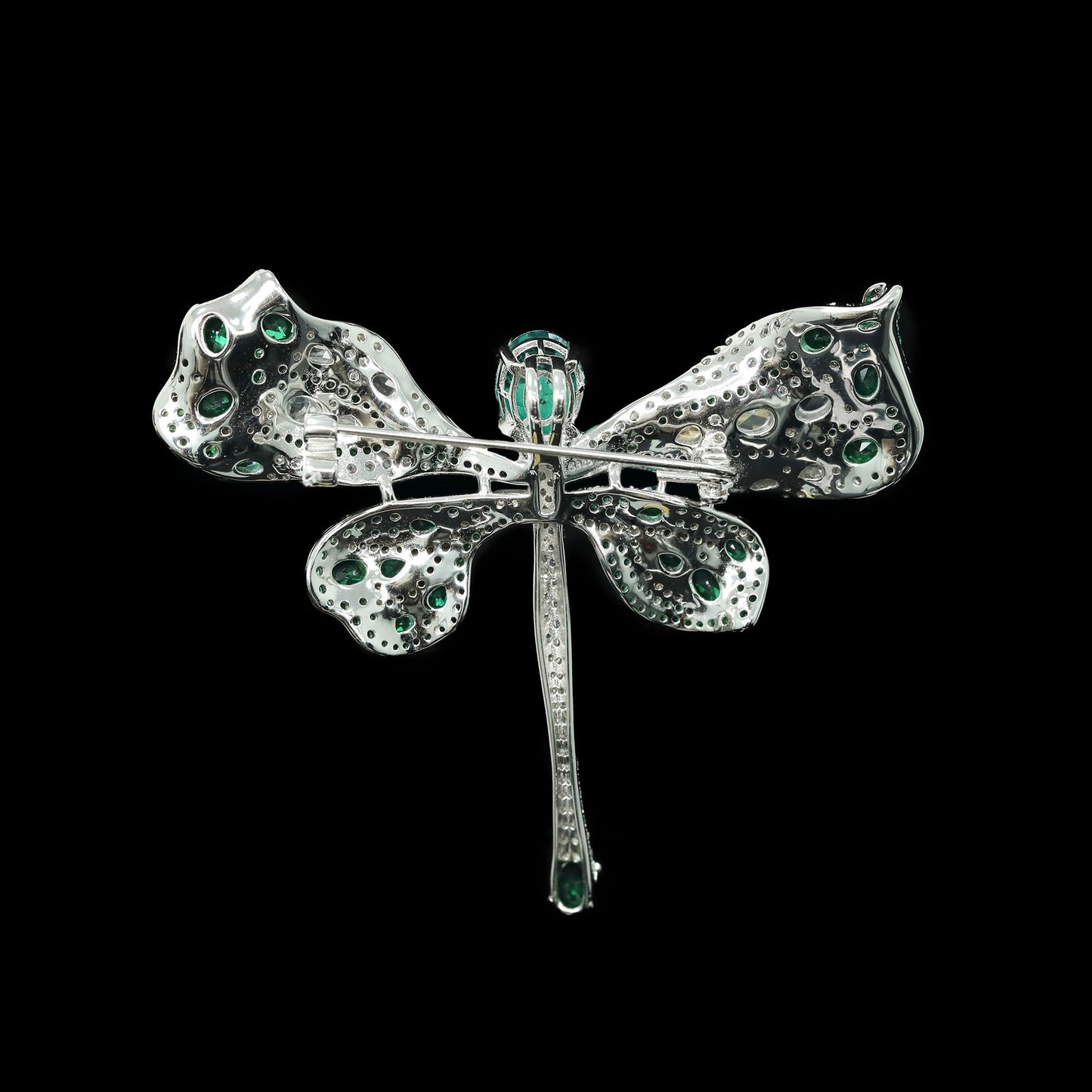 Kiso Green Cindychao Dragonfly Silver Plated Gold Diamond Brooch