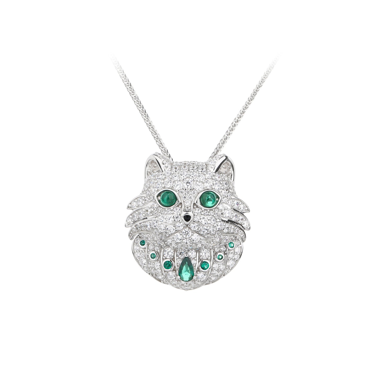 Owl Diamond Necklace White Gold Sterling Silver Premium