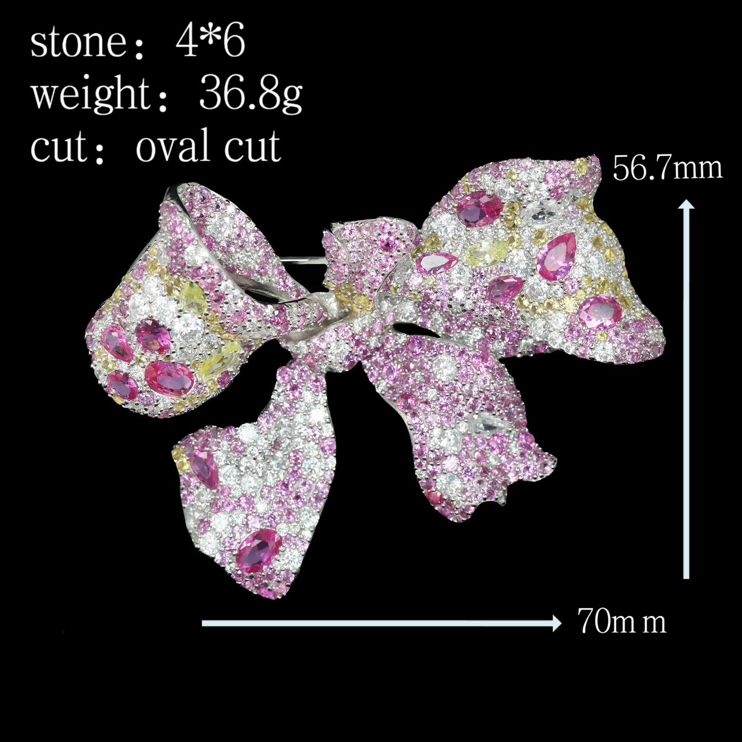 Pink Sapphire Cindychao Ribbon High Carbon Diamond Brooch