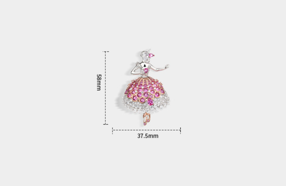 Dancing Girl Diamond Brooch Rose Necklace Pendant Dual Purpose Corsage