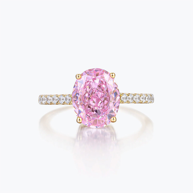 Gold-plated Fancy Color Powder Egg-shaped Ring