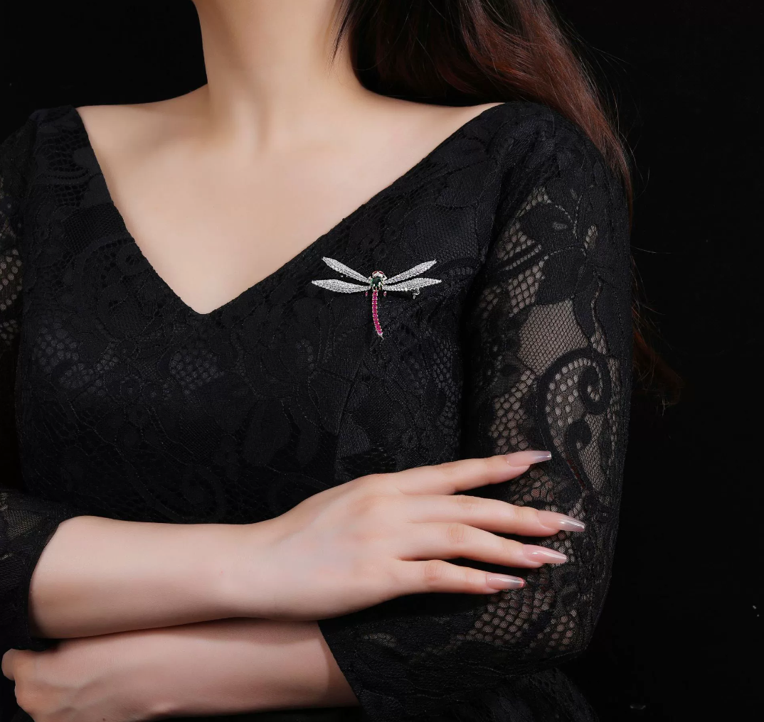 Red Dragonfly Diamond Brooch Haute Corsage