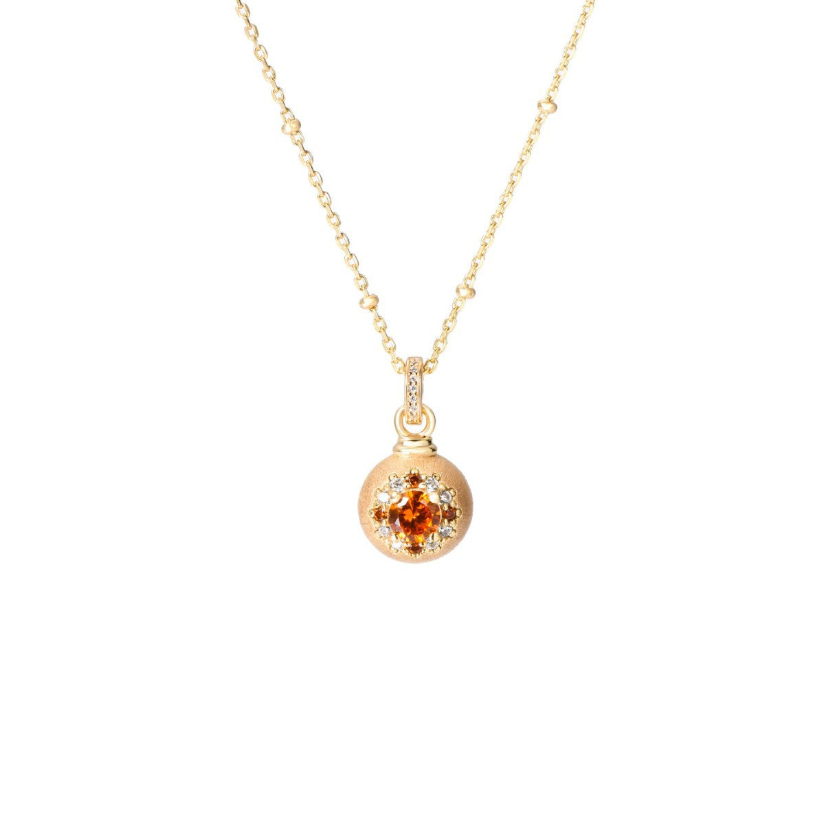 Pomegranate Orb Brushed Pendant Necklace