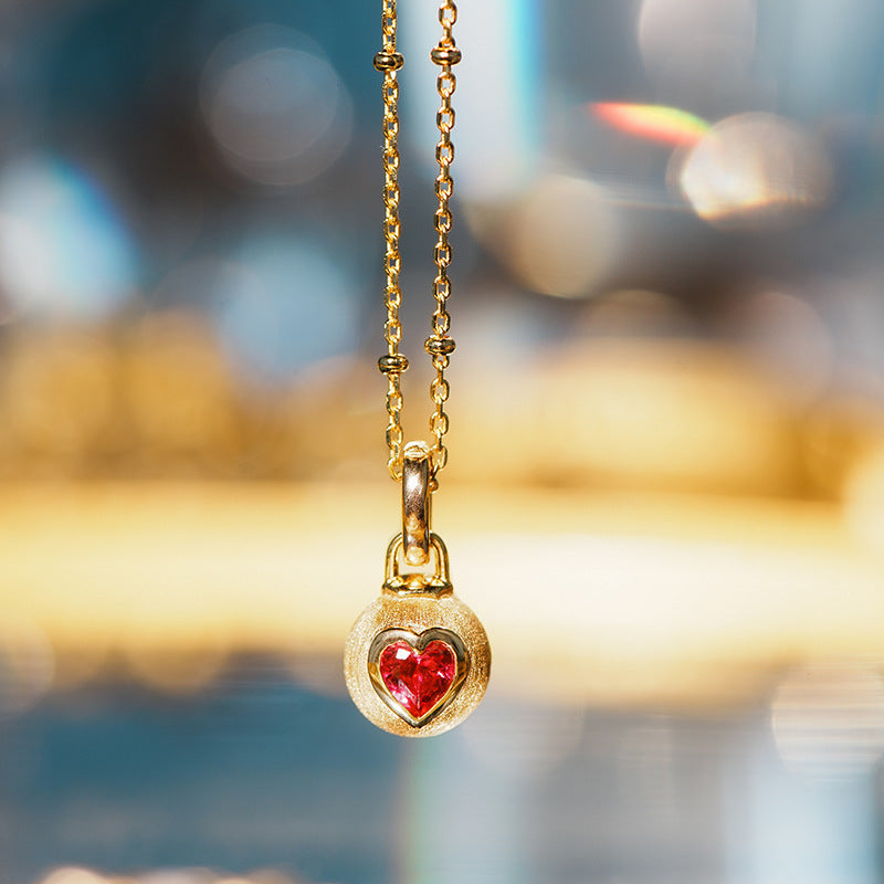 Rainbow Candy Bubble Orb Ruby Color Heart Necklace