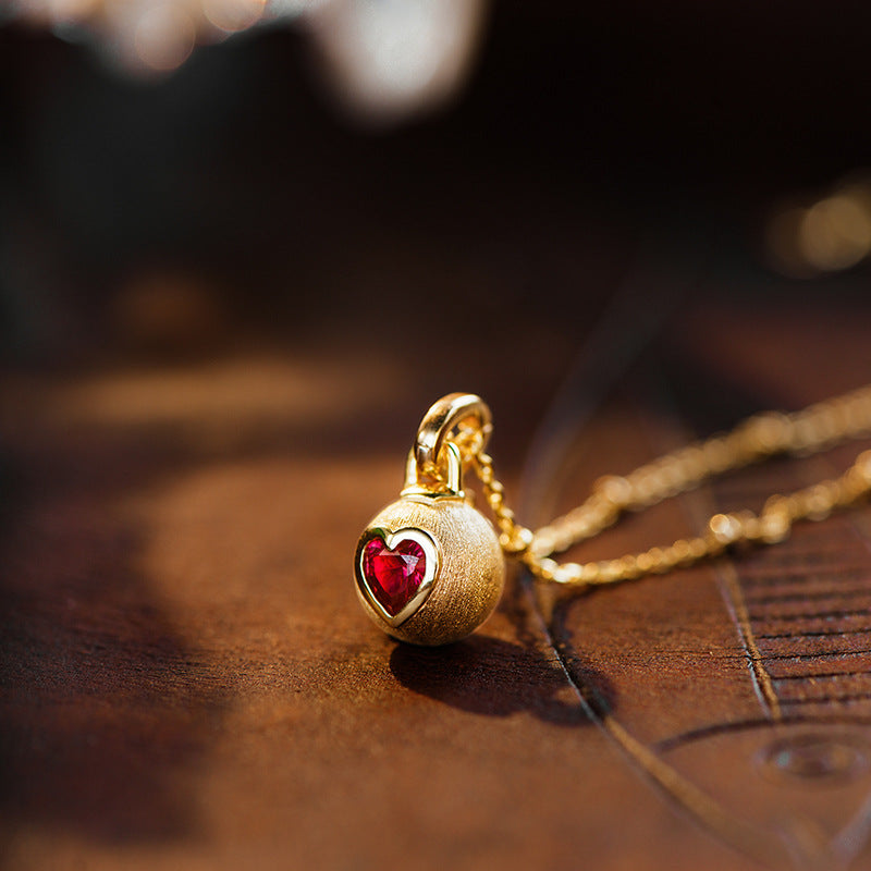 Rainbow Candy Bubble Orb Ruby Color Heart Necklace