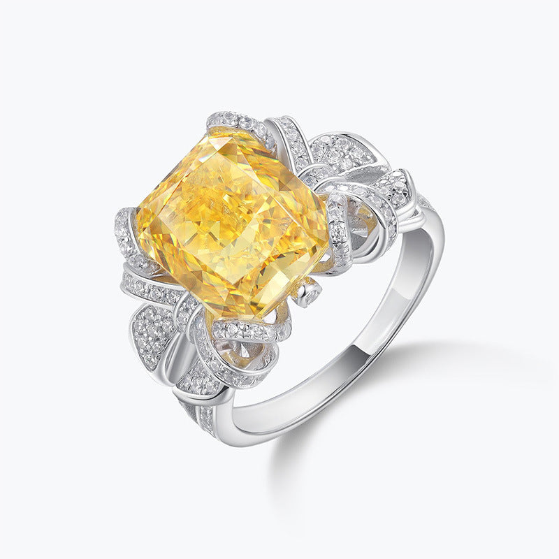 Zircon Colorful Yellow Ice Flower Cut Ring