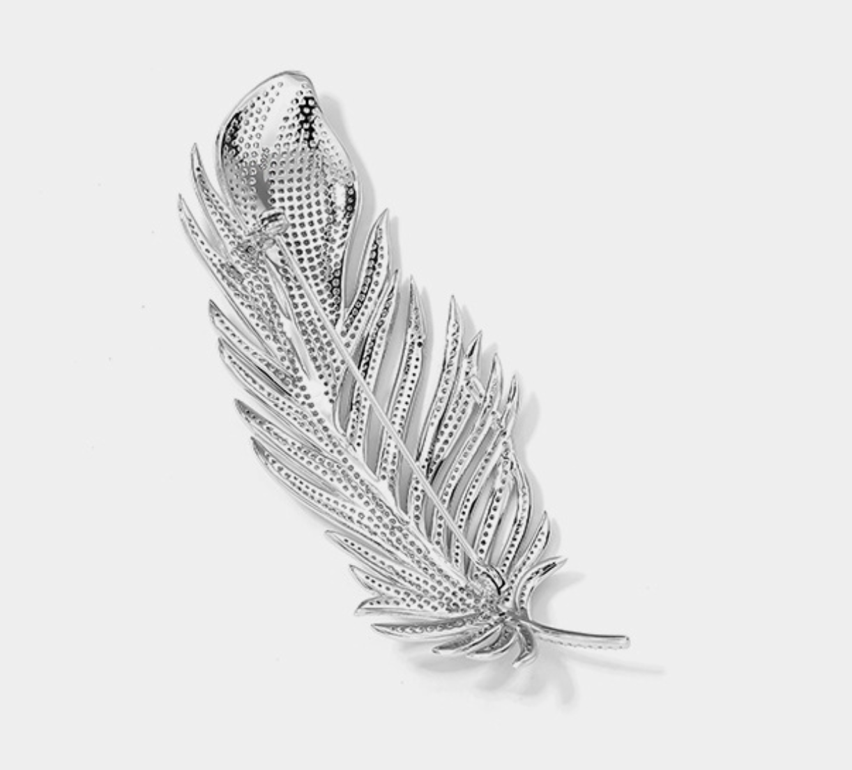 Feather Full Diamond Luxury Brooch Silver Premium Corsage