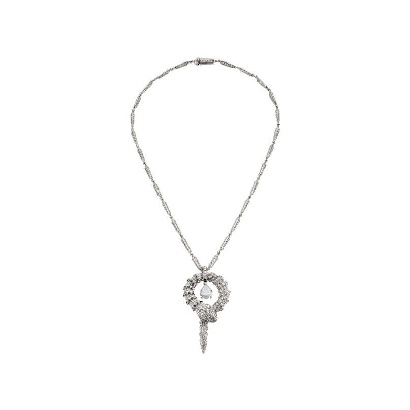 High Carbon Diamond Spirit Snake Silver Color Snake Bone Pendant Silver Plated Necklace