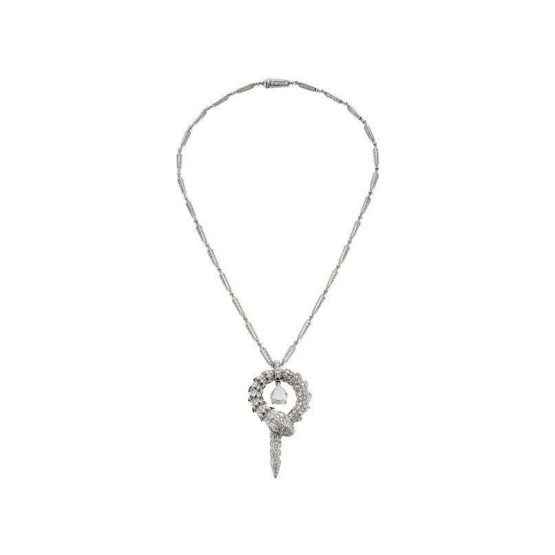 High Carbon Diamond Spirit Snake Silver Color Snake Bone Pendant Silver Plated Necklace