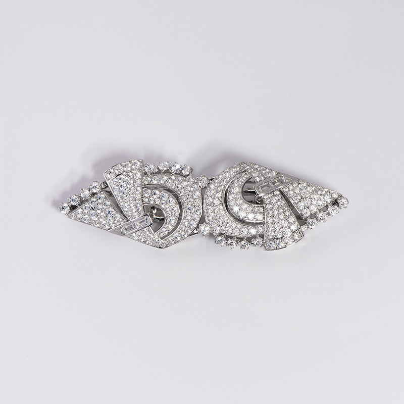 Silver Plated Multi-Purpose Double Clip Brooch Detachable West