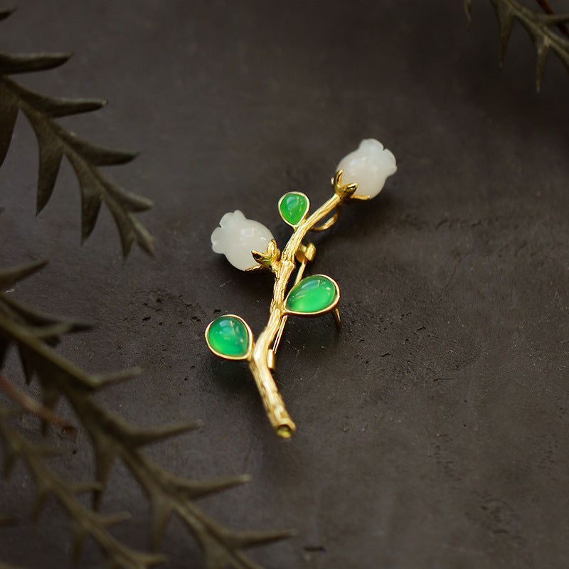 Suzuran Green Chalcedony Brooch Temperament Corsage