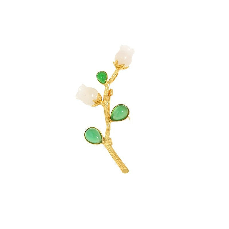 Suzuran Green Chalcedony Brooch Temperament Corsage