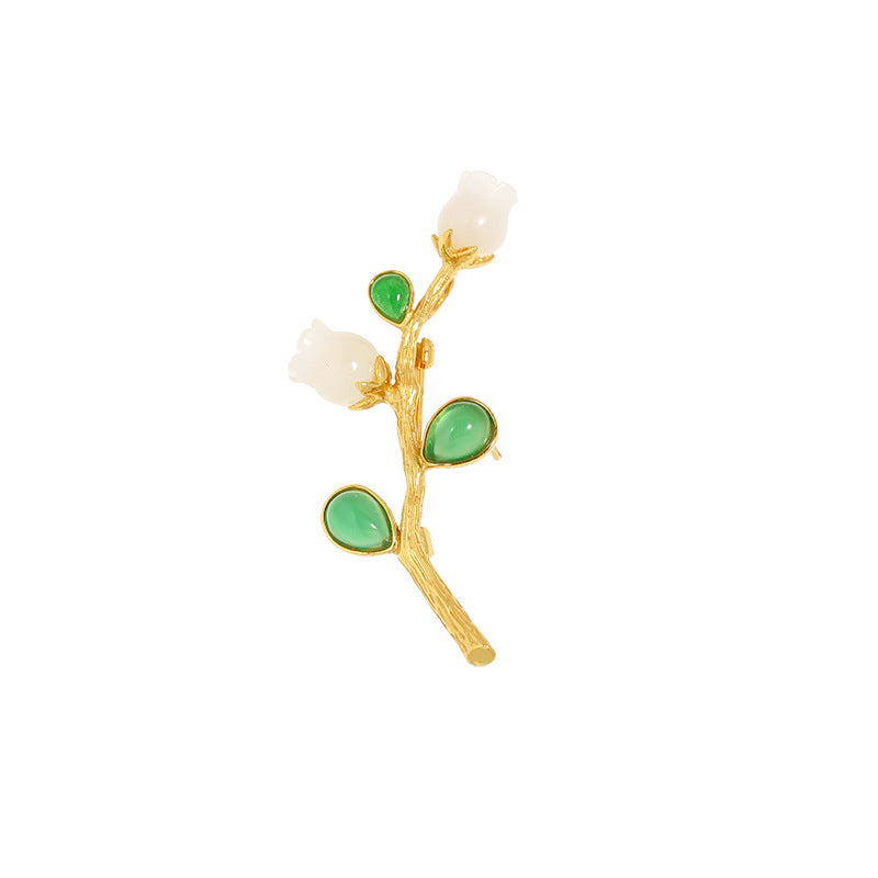 Suzuran Green Chalcedony Brooch Temperament Corsage