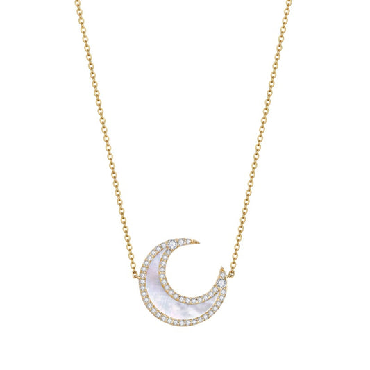 Moon Necklace Women's Versatile Crescent Pendant Half Moon New Moissanite Necklace